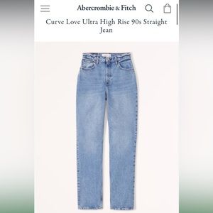 NWT Abercrombie & Fitch Curve Love Ultra High 90s Straight Jeans